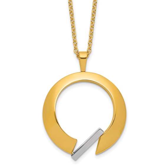 Herco 18K Two-tone Polished Fancy Circle 16 Inch with 1 Inch Extension Necklace