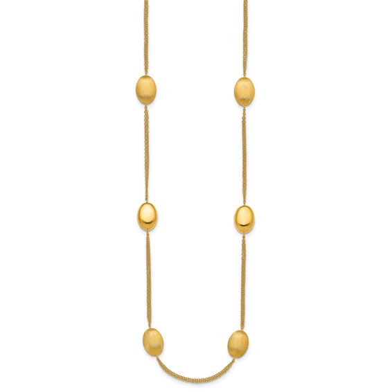 Herco 18K Polished & Brushed 2-Strand Ovals Station 18in Necklace