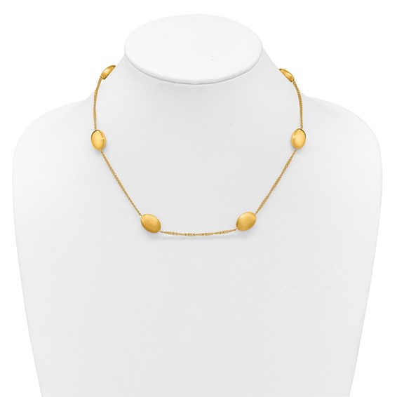 Herco 18K Polished & Brushed 2-Strand Ovals Station 18in Necklace