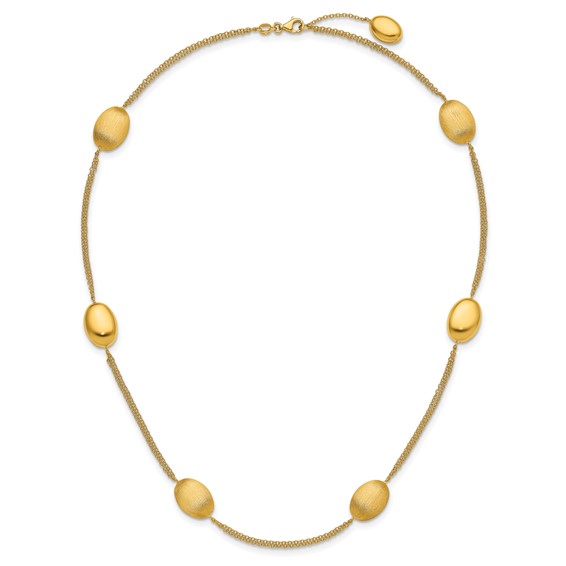 Herco 18K Polished & Brushed 2-Strand Ovals Station 18in Necklace