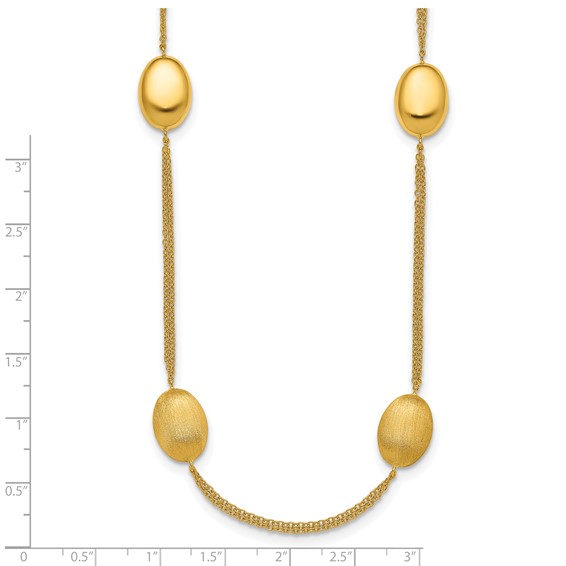 Herco 18K Polished & Brushed 2-Strand Ovals Station 18in Necklace