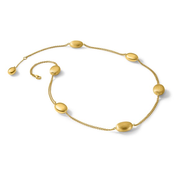 Herco 18K Polished & Brushed 2-Strand Ovals Station 18in Necklace