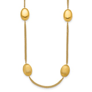 Herco 18K Polished & Brushed 2-Strand Ovals Station 18in Necklace