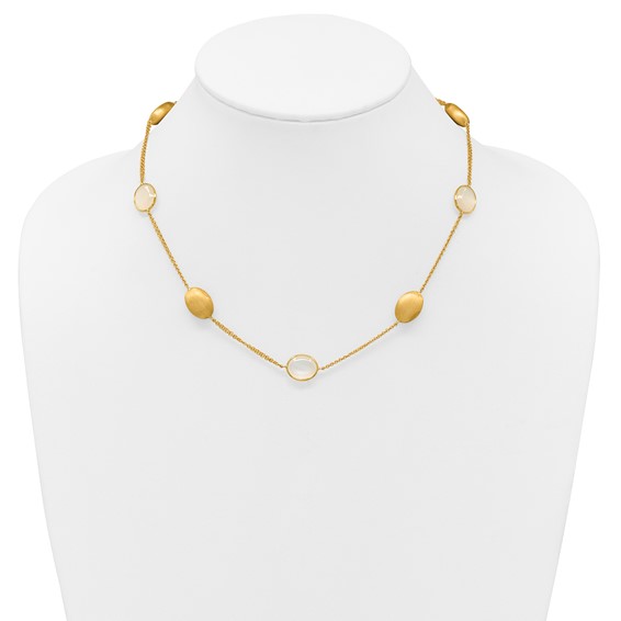 Herco 18K Brushed 2-Strand Moonstone Ovals Station 18in Necklace
