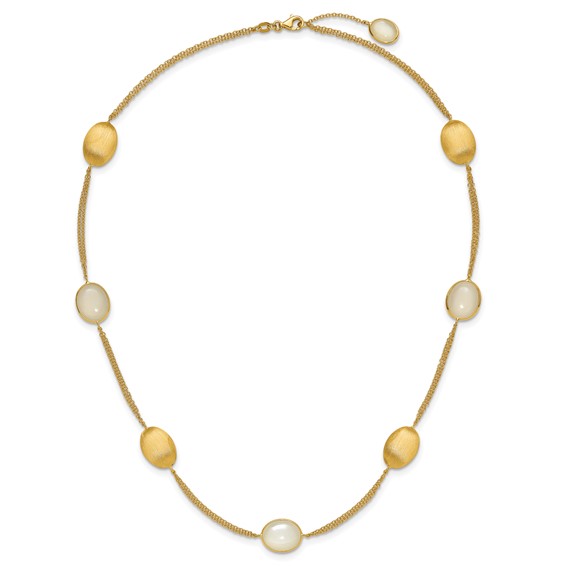 Herco 18K Brushed 2-Strand Moonstone Ovals Station 18in Necklace