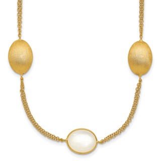 Herco 18K Brushed 2-Strand Moonstone Ovals Station 18in Necklace