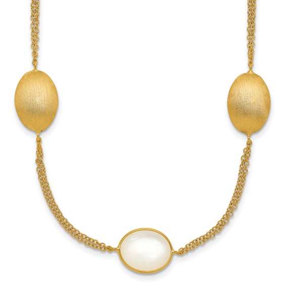 Herco 18K Brushed 2-Strand Moonstone Ovals Station 18in Necklace