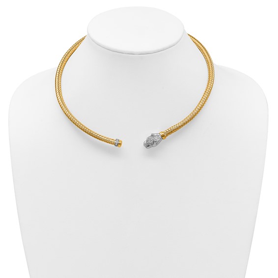 Herco 18K with White Rhodium Polished Woven Diamond Panther Neck Collar