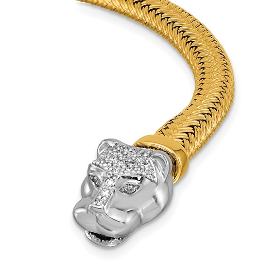 Herco 18K with White Rhodium Polished Woven Diamond Panther Neck Collar