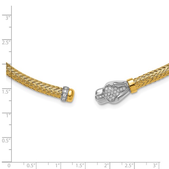 Herco 18K with White Rhodium Polished Woven Diamond Panther Neck Collar