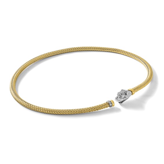 Herco 18K with White Rhodium Polished Woven Diamond Panther Neck Collar