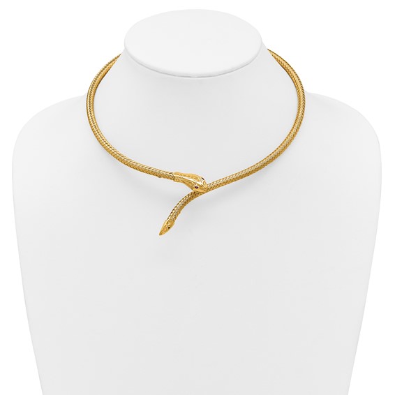 Herco 18K Polished Woven and Grooved Ruby Snake Neck Collar