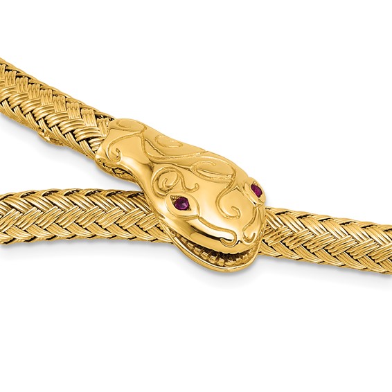 Herco 18K Polished Woven and Grooved Ruby Snake Neck Collar