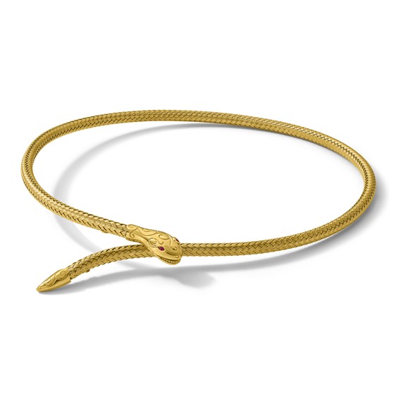 Herco 18K Polished Woven and Grooved Ruby Snake Neck Collar