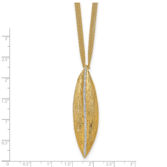 Herco 18K Polished Textured Diamond Leaf 3 Strand 16.5in Necklace