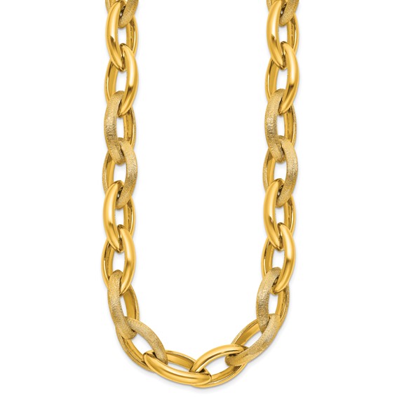 Herco 18K Polished and Brushed Marquise Link 18 Inch Necklace