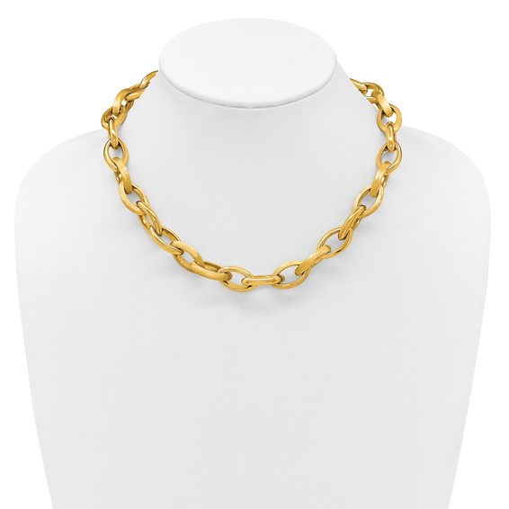 Herco 18K Polished and Brushed Marquise Link 18 Inch Necklace