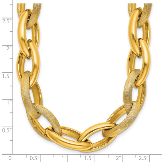 Herco 18K Polished and Brushed Marquise Link 18 Inch Necklace