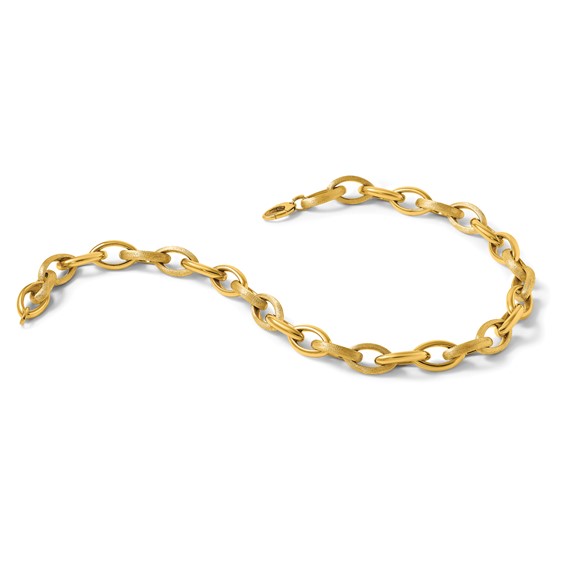 Herco 18K Polished and Brushed Marquise Link 18 Inch Necklace