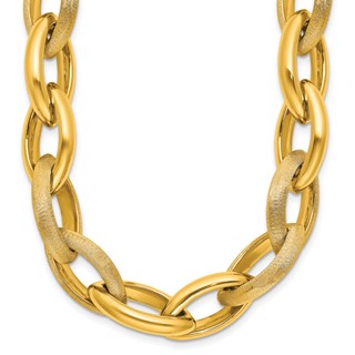 Herco 18K Polished and Brushed Marquise Link 18 Inch Necklace