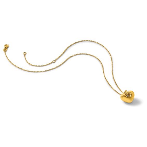 Herco 18K Polished Puffed Open Heart 16 Inch with 2 Inch Extension Necklace