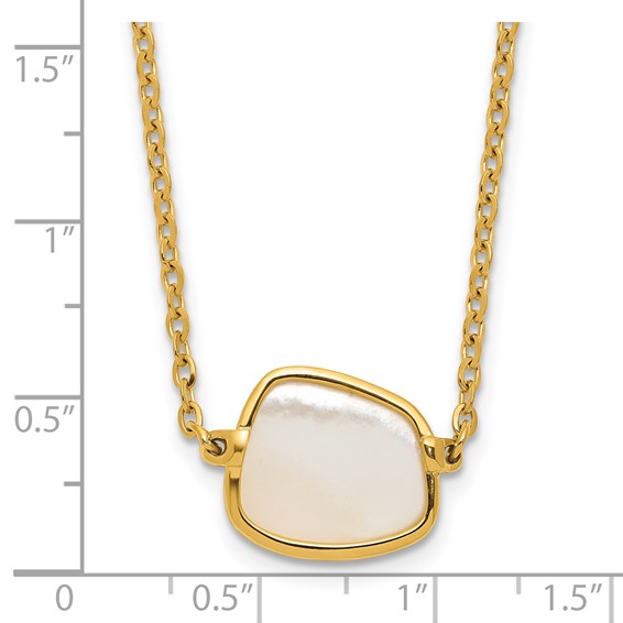 Herco 18K Polished Mother of Pearl 16 Inch with 2 Inch Extension Necklace