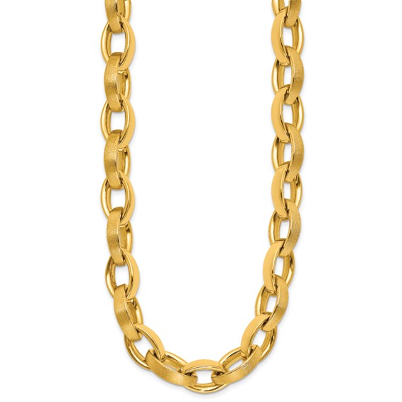 Herco 18K Polished and Brushed 10.0mm Navette Link 17in Necklace