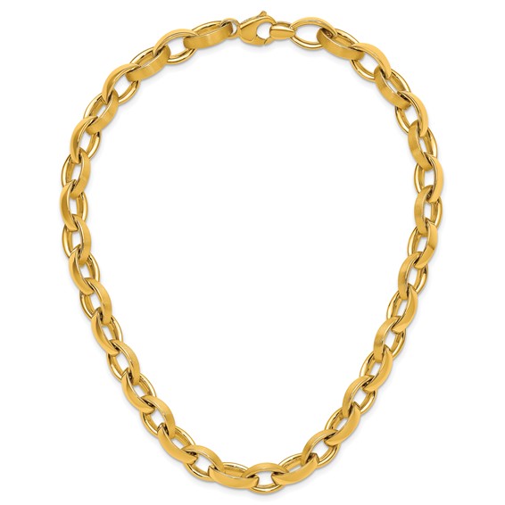 Herco 18K Polished and Brushed 10.0mm Navette Link 17in Necklace