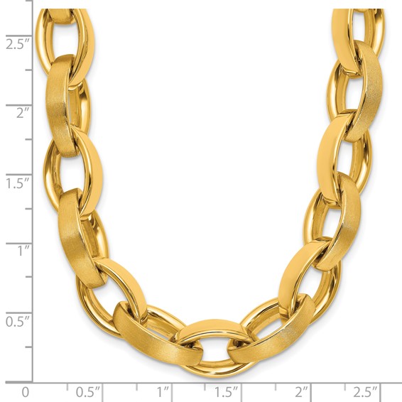 Herco 18K Polished and Brushed 10.0mm Navette Link 17in Necklace
