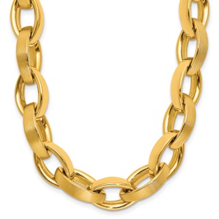 Herco 18K Polished and Brushed 10.0mm Navette Link 17in Necklace