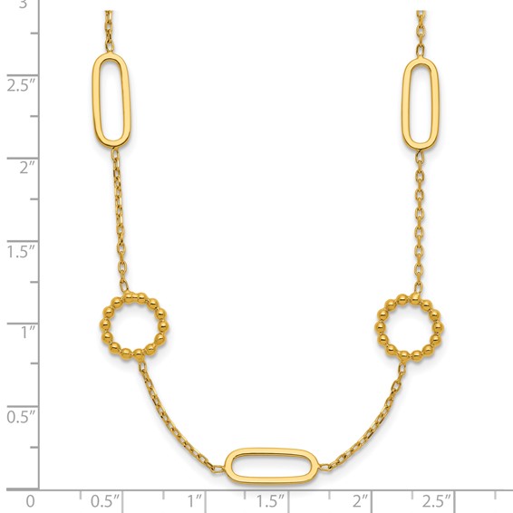 Herco 18K Polished and Beaded Fancy Link 16 Inch with 2 Inch Extension Necklace