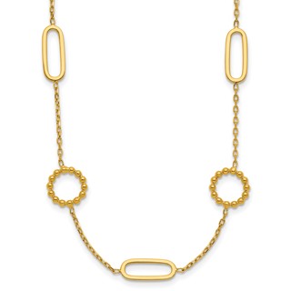 Herco 18K Polished and Beaded Fancy Link 16 Inch with 2 Inch Extension Necklace