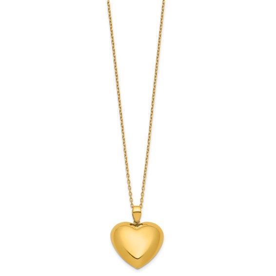 Herco 18K Polished Puffed Heart 16 Inch with 2 Inch Extension Necklace