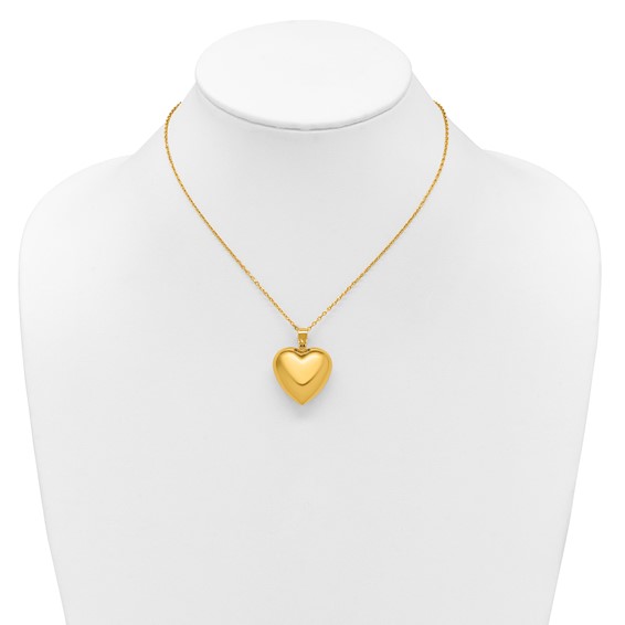 Herco 18K Polished Puffed Heart 16 Inch with 2 Inch Extension Necklace