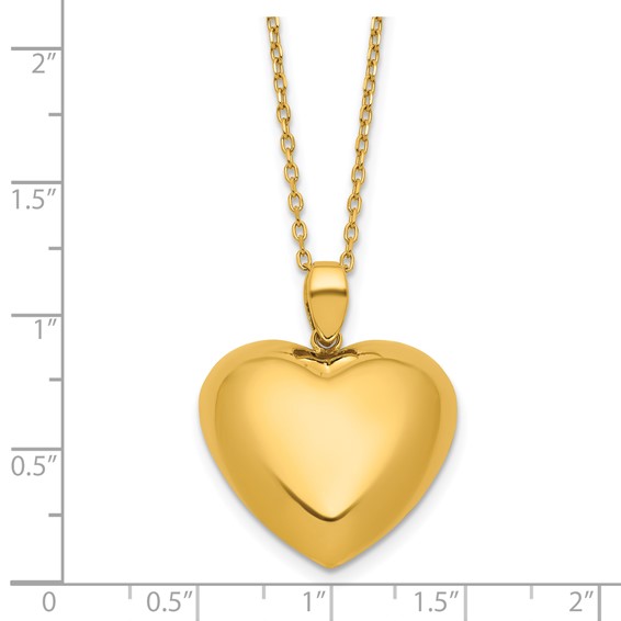 Herco 18K Polished Puffed Heart 16 Inch with 2 Inch Extension Necklace
