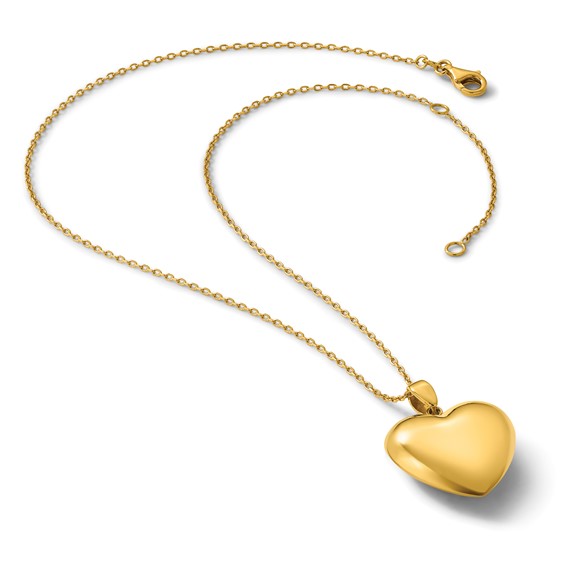 Herco 18K Polished Puffed Heart 16 Inch with 2 Inch Extension Necklace