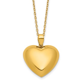 Herco 18K Polished Puffed Heart 16 Inch with 2 Inch Extension Necklace