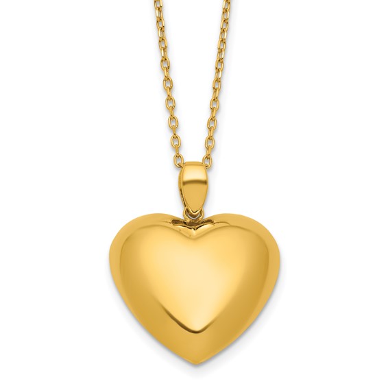 Herco 18K Polished Puffed Heart 16 Inch with 2 Inch Extension Necklace