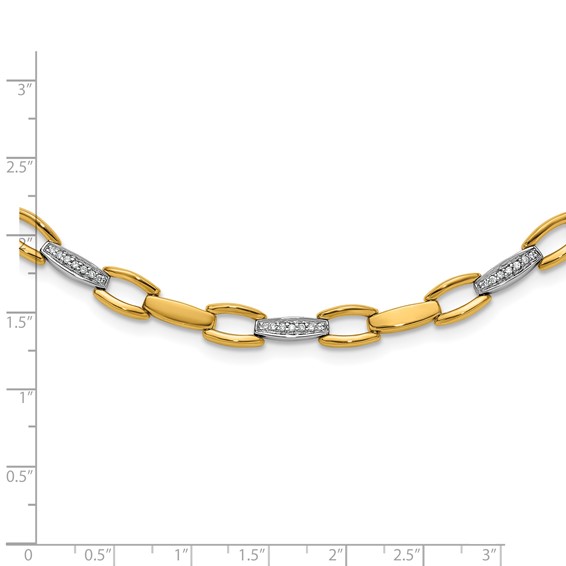 Herco 18K Two-tone Polished Fancy Diamond Link 17 Inch Necklace