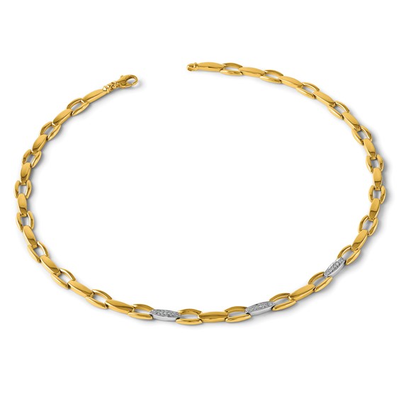 Herco 18K Two-tone Polished Fancy Diamond Link 17 Inch Necklace