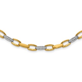 Herco 18K Two-tone Polished Fancy Diamond Link 17 Inch Necklace