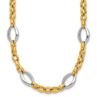 Herco 18K Two-tone Polished Navette and Oval Link 18 Inch Necklace
