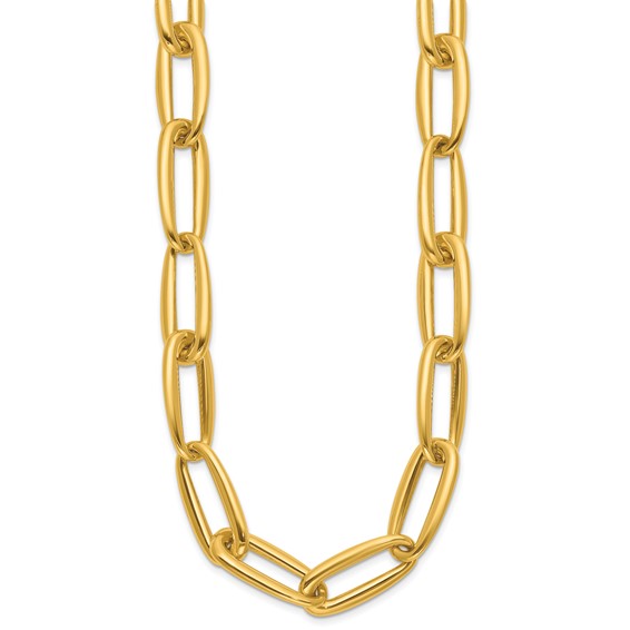 Herco 18K Polished 11.3mm Elongated Oval Link 18 Inch Necklace