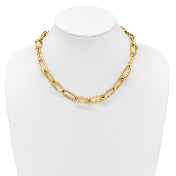 Herco 18K Polished 11.3mm Elongated Oval Link 18 Inch Necklace