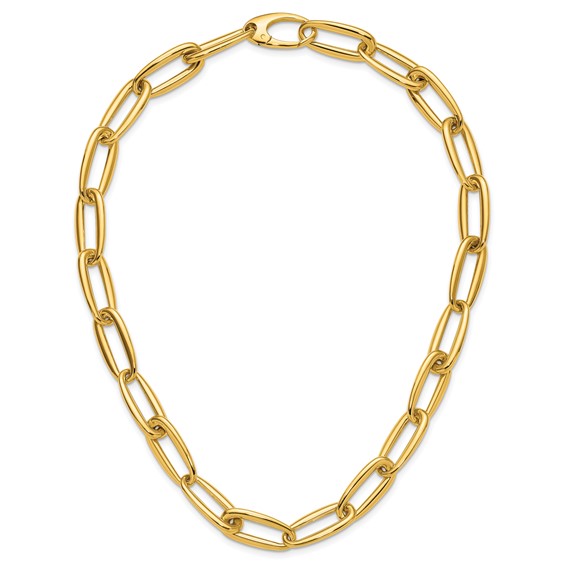 Herco 18K Polished 11.3mm Elongated Oval Link 18 Inch Necklace