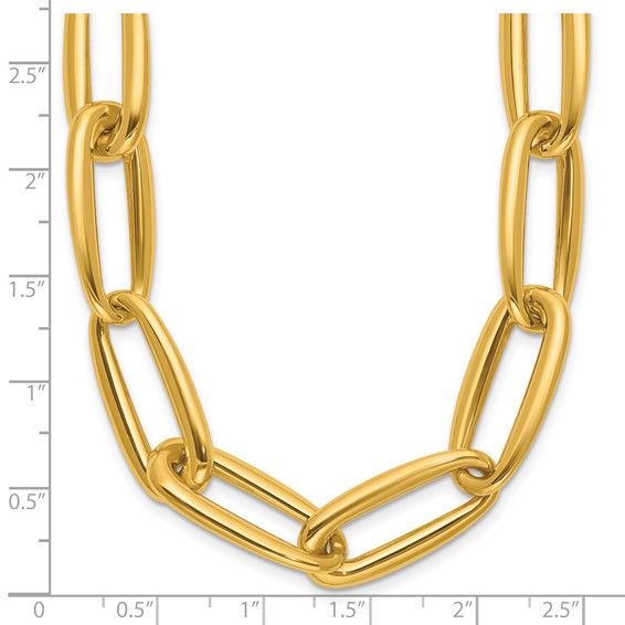 Herco 18K Polished 11.3mm Elongated Oval Link 18 Inch Necklace