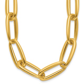 Herco 18K Polished 11.3mm Elongated Oval Link 18 Inch Necklace