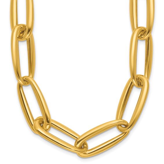 Herco 18K Polished 11.3mm Elongated Oval Link 18 Inch Necklace