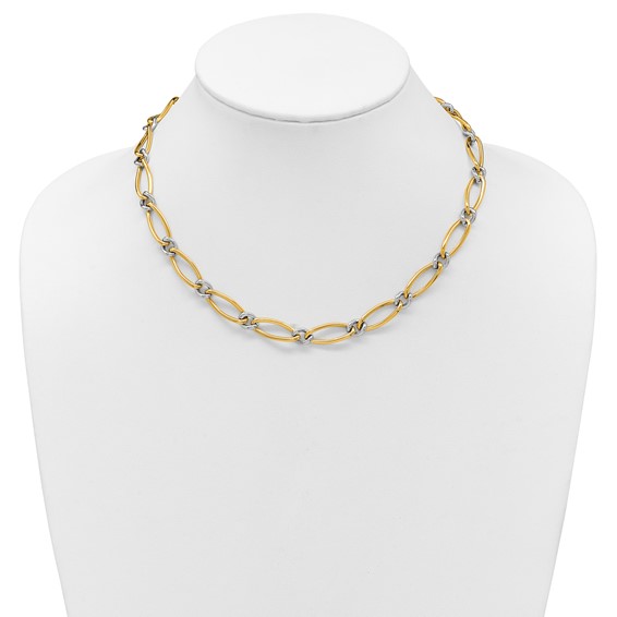 Herco 18K Two-tone Polished 8.0mm Fancy Link 17.5 Inch Necklace
