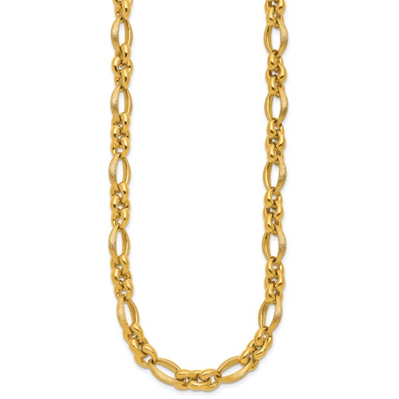 Herco 18K Polished and Brushed Fancy Navette Link 18 Inch Necklace